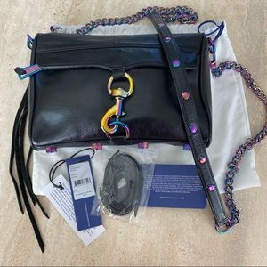 Gently used Rebecca Minkoff Black Mini MAC Crossbody with Oil Slick Hardware